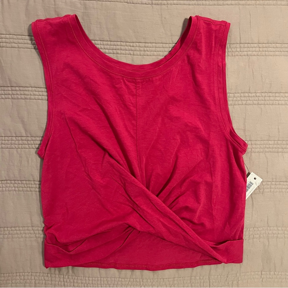 Pink Sleeveless Twist Front Tank Top